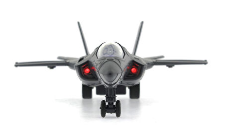 Eğitici Oyuncak Çek Bırak Metal F-35 Benzeri Koyu Gri Savaş Uçağı Sesli Işıklı Kız Erkek Çocuk Eğitici Öğretici Oyun