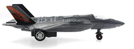 Eğitici Oyuncak Çek Bırak Metal F-35 Benzeri Koyu Gri Savaş Uçağı Sesli Işıklı Kız Erkek Çocuk Eğitici Öğretici Oyun