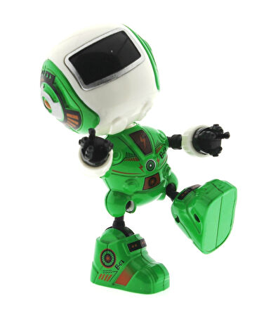 Eğlenceli Oyuncak Dekoratif Sesli Işıklı Mini Sevimli Yeşil Robot Kız Erkek Çocuk Eğitici Eğitici