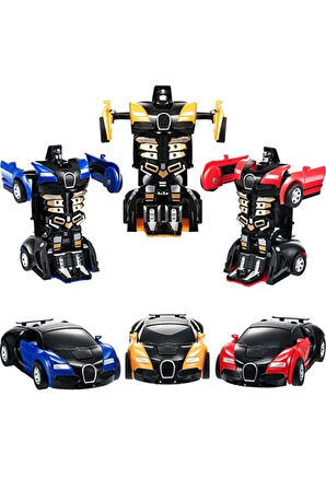 Eğitici Öğretici Çocuk Oyuncaklar Transformers Robot Çek Bırak Araba - Kendinden Robota Dönüşebilen