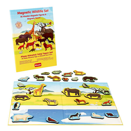 Eğitici Oyuncak Rossie Ahşap Mıknatıslı Vahşi Yaşam Seti ve Oyun Alanı Kız Erkek Çocuk Eğitici E