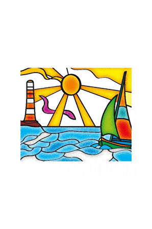 Kız Çocuk Oyuncak Erkek Çocuk Oyuncak 5001 KumToys Cam Vitray - Glass Painting - 1adet Stokta Olan G