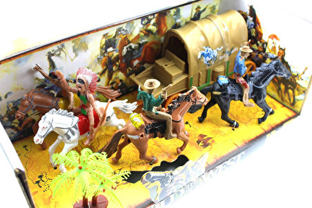 Eğitici Oyuncak Figürlü kızılderili Kovboy Seti Kız Erkek Çocuk Eğitici