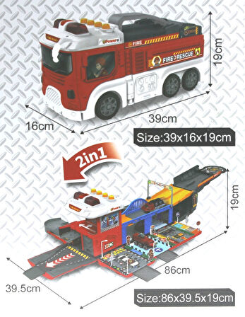 Eğitici Oyuncak İtfaiye İstasyonuna Dönüşen Kamyon Kız Erkek Çocuk Eğitici