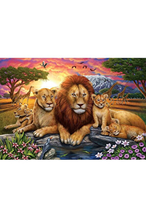 Kız Çocuk Oyuncak Erkek Çocuk Oyuncak 5221 Art Puzzle, Aslan Ailesi 1000 Parça Puzzle Eğitici Oyunca