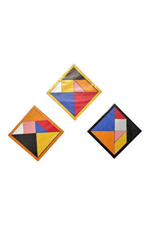 Eğitici Öğretici Çocuk Oyuncaklar Ahşap Tangram Zeka Oyunu 6mm 14x14cm 3Adet
