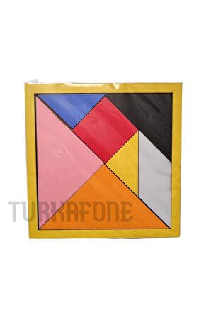 Eğitici Öğretici Çocuk Oyuncaklar Ahşap Tangram Zeka Oyunu 6mm 14x14cm 5Adet