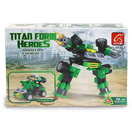 Eğlenceli Oyuncak Ausini Titan Heroes Gunner-3 76 Parça Kız Erkek Çocuk Eğitici