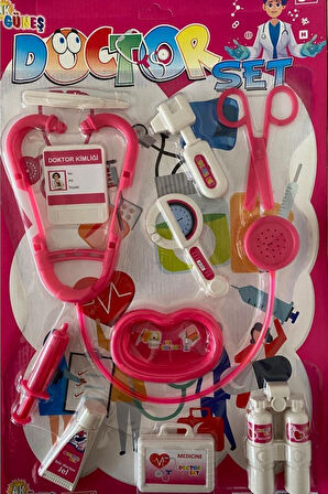 Eğitici Öğretici Çocuk Oyuncaklar Oyuncak Doktor Seti Pembe