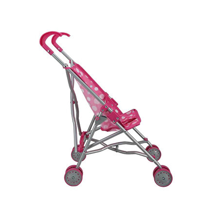 Eğlenceli Oyuncak 0664 Puantiye Desenli, 4 Tekerlekli ve Tenteli Oyuncak Puset Kız Erkek Çocuk Eğitici Öğretici Oyunca