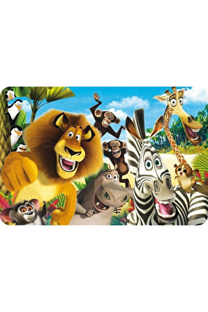 Eğitici Öğretici Çocuk Oyuncaklar Madagaskar 56 Parça Çerçeveli Ahşap Puzzle Yapboz