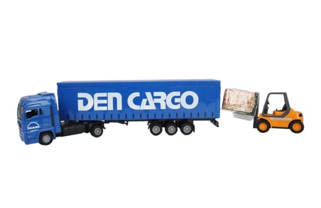 Eğlenceli Oyuncak Kutulu Sürtmeli Forklift ve Kırmızı Konteynır Tır Kız Erkek Çocuk Eğitici Eğitic