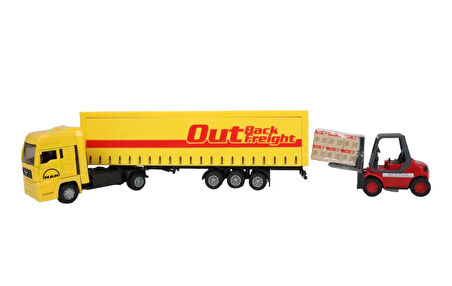 Kız Erkek Çocuk Oyuncak Kutulu Sürtmeli Forklift ve Mavi Konteynır Tır Kız Erkek Çocuk Eğitici Eğitici O