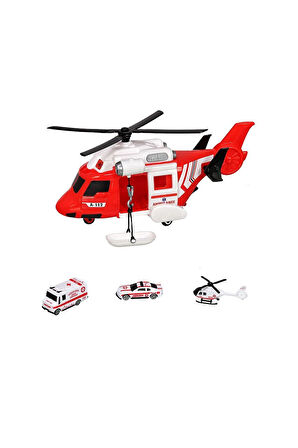 Kız Çocuk Oyuncak Erkek Çocuk Oyuncak ERN-2004 HEROES TOYS HELİKOPTER AMBULANS SETİ ARABALI Eğitici
