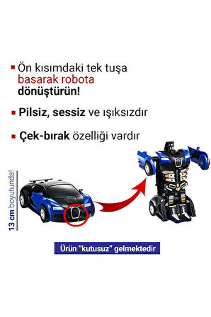 Eğitici Öğretici Çocuk Oyuncaklar Robot Çek Bırak Araba - Kendinden Robota Dönüşebilen Araba - 1Adet