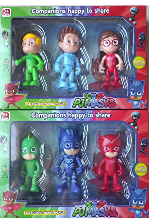 Eğitici Öğretici Çocuk Oyuncaklar Pj Masks 6'lı Pijamaskeliler Figür Oyuncak Seti