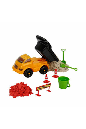 Kız Çocuk Oyuncak Erkek Çocuk Oyuncak Crafy Neşeli Şantiye Oyun Kumu Seti 500 g 14 Parça Eğitici Oyu
