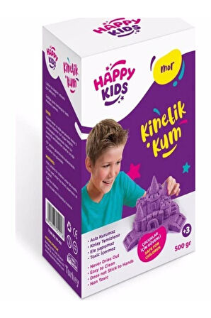 Eğitici Öğretici Çocuk Oyuncaklar Happy Kids Kinetik Kum - Mor 500gr