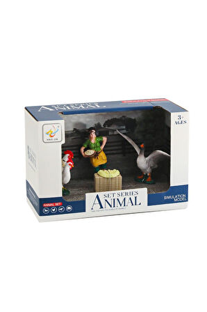 Kız Çocuk Oyuncak Erkek Çocuk Oyuncak HJ488-9 KUTUDA KÜMES ÇİFTLİK SETİ Eğitici Oyuncaklar