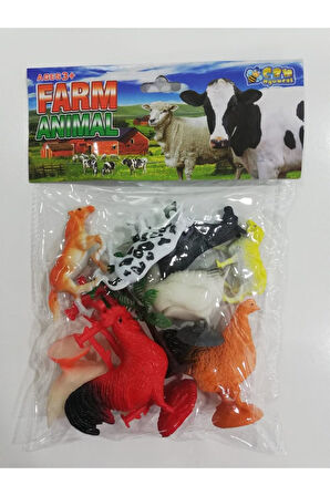 Kız Çocuk Oyuncak Erkek Çocuk Oyuncak Poşetli Çİftlik Oyuncak Hayvan Seti 10 Parça Eğitici Oyuncakla
