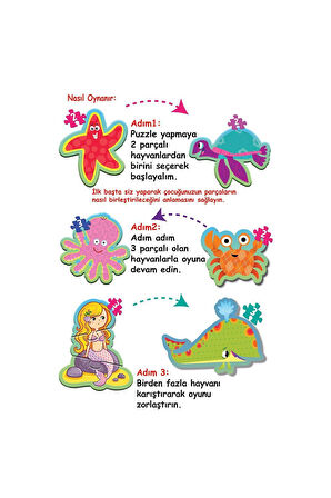 Kız Çocuk Oyuncak Erkek Çocuk Oyuncak 1710 Dıytoy, Baby Puzzle-Benim İlk Puzzle Deniz Canlıları Eğit