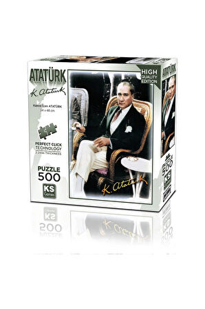 Öğretici Eğitici Oyuncaklar KS Games Kahve İçen Atatürk Puzzle 500 Parça 20060 Kız Erkek Çocuk Oyunc