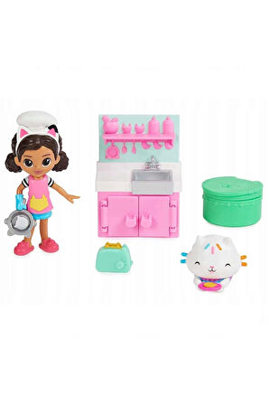 Kız Çocuk Oyuncak Erkek Çocuk Oyuncak Gabby's Poppenhuis Figürlü Mutfak Seti 6066483 Eğitici Oyuncak
