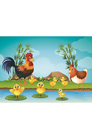 Kız Çocuk Oyuncak Erkek Çocuk Oyuncak 4496 Hayvanlar ve Yavruları 35+60 Parça Çocuk Puzzle Eğitici O