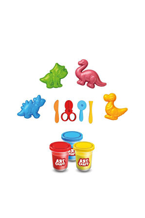 Kız Çocuk Oyuncak Erkek Çocuk Oyuncak 03995 Art Craft 3D Dinozorlar Hamur Set 168 Gr -Fentoys Eğitic