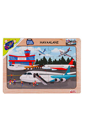 Kız Çocuk Oyuncak Erkek Çocuk Oyuncak ONY-233-234-235-236 Ahşap Eğitici Puzzle Havaalanı - 1adet Sto