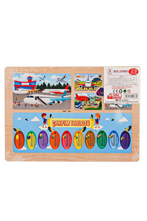 Kız Çocuk Oyuncak Erkek Çocuk Oyuncak ONY-233-234-235-236 Ahşap Eğitici Puzzle Havaalanı - 1adet Sto