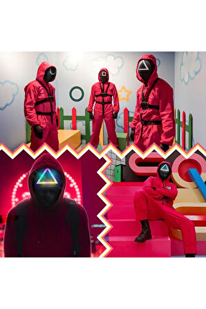 Eğitici Öğretici Çocuk Oyuncaklar Squıd Game Işıklı Kare-üçgen-yuvarlak Maske 3 Lü Işık Efektli (ışı