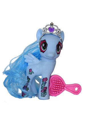 Eğitici Öğretici Çocuk Oyuncaklar Horse Baby Pony Karakter Ve Tac Tarak Seti Mavi + Hediye Cüzdan