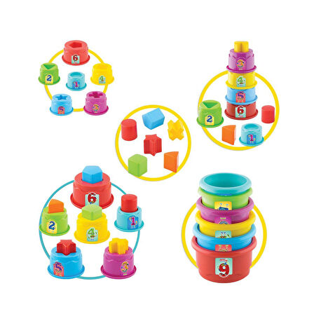 Eğitici Oyuncak 03466 Dede, Neşeli Kuleler Kız Erkek Çocuk Eğitici