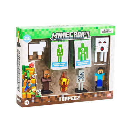 PMI MC2040 Minecraft 3D Figür Toppeez 5li Set Kız Erkek Çocuk Oyuncak Eğitici Oyuncaklar