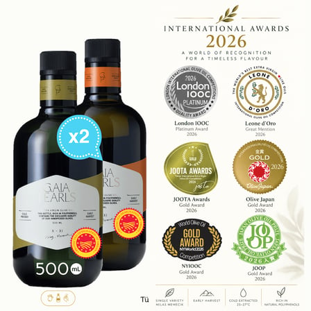 Gaia Pearls Gurme Set Erken Hasat Polifenollü Soğuk Sıkım Zeytinyağı 500 ml 