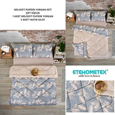 ETE HOMETEX ÇİFT KİŞİLİK LÜX WELSOFT YORGAN SETİ 195X215CM ARİNA BEJ 8696474231861