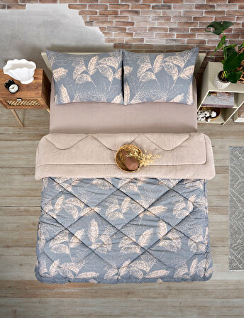 ETE HOMETEX ÇİFT KİŞİLİK LÜX WELSOFT YORGAN SETİ 195X215CM ARİNA BEJ 8696474231861