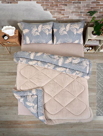 ETE HOMETEX ÇİFT KİŞİLİK LÜX WELSOFT YORGAN SETİ 195X215CM ARİNA BEJ 8696474231861