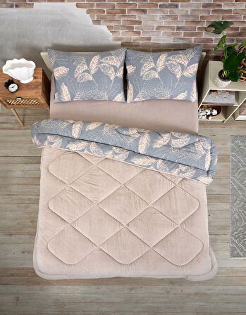 ETE HOMETEX ÇİFT KİŞİLİK LÜX WELSOFT YORGAN SETİ 195X215CM ARİNA BEJ 8696474231861