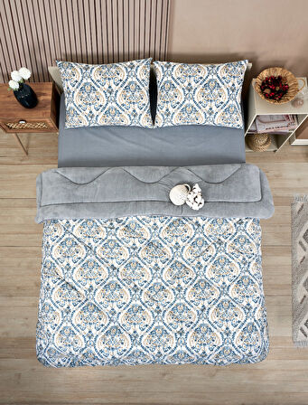 ETE HOMETEX ÇİFT KİŞİLİK LÜX WELSOFT YORGAN SETİ 195X215CM AKSU GRİ 8696474231868