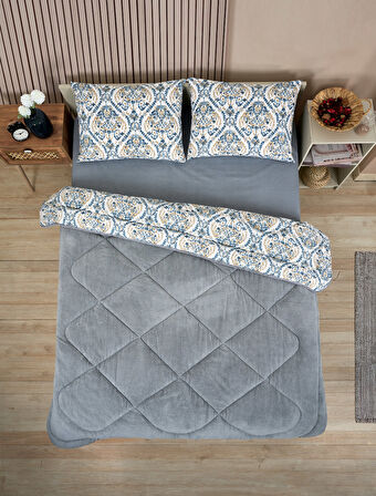 ETE HOMETEX ÇİFT KİŞİLİK LÜX WELSOFT YORGAN SETİ 195X215CM AKSU GRİ 8696474231868