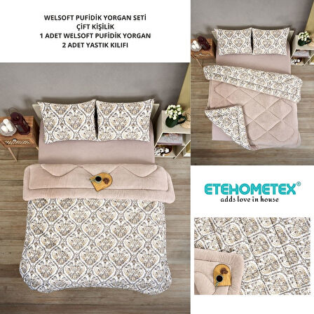 ETE HOMETEX ÇİFT KİŞİLİK LÜX WELSOFT YORGAN SETİ 195X215CM AKSU BEJ 8696474231869