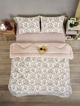 ETE HOMETEX ÇİFT KİŞİLİK LÜX WELSOFT YORGAN SETİ 195X215CM AKSU BEJ 8696474231869