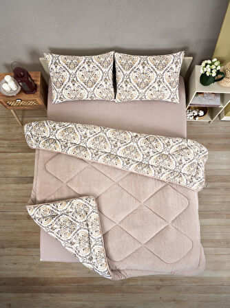 ETE HOMETEX ÇİFT KİŞİLİK LÜX WELSOFT YORGAN SETİ 195X215CM AKSU BEJ 8696474231869