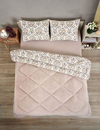 ETE HOMETEX ÇİFT KİŞİLİK LÜX WELSOFT YORGAN SETİ 195X215CM AKSU BEJ 8696474231869