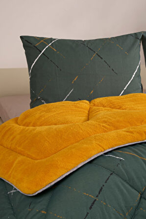 ETE HOMETEX ÇİFT KİŞİLİK LÜX WELSOFT YORGAN SETİ 195X215CM YANSIMA HARDAL 8696474231870