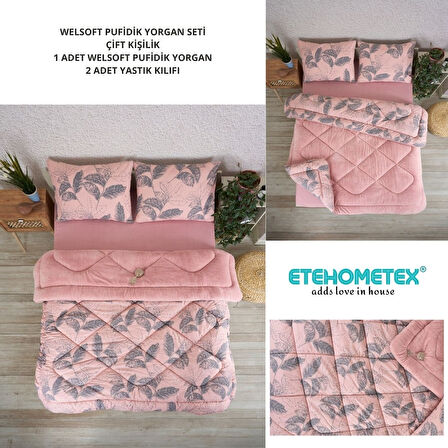 ETE HOMETEX ÇİFT KİŞİLİK LÜX WELSOFT YORGAN SETİ 195X215CM ARİNA PUDRA 8696474231889