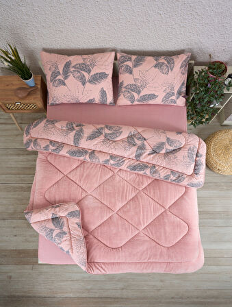 ETE HOMETEX ÇİFT KİŞİLİK LÜX WELSOFT YORGAN SETİ 195X215CM ARİNA PUDRA 8696474231889