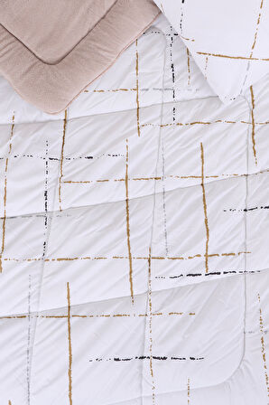 ETE HOMETEX ÇİFT KİŞİLİK LÜX WELSOFT YORGAN SETİ 195X215CM YANSIMA BEJ 8696474231937